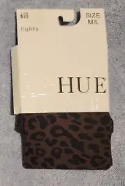 HUE Tights Control Top Espresso Brown Leopard M/L