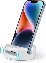 CHISELED ST DF SK Elegant and Versatile White Marble Phone Stand with Sound Amplification Round Phone Holder Function for Desk,Kitchen,Bathroom,and Bedside