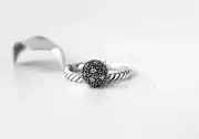 DAVID YURMAN STERLING SILVER 8 MM WHITE DIAMOND BALL SIZE 7 STACK RING NEW # 8