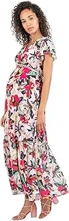 [ATTESA maternity] Women's Luidovica F-Floral Printed Long Maternity & Nursing Special Occasion Dress, Fuchsia
