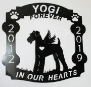 Pet Dog Memorial Grave Marker Cemetery Head Stone Personalize Airedale Metal Art