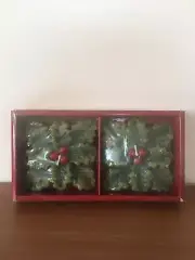 NIB Vintage Crate and Barrel Floating HOLLY CANDLES Box of 2 NEW