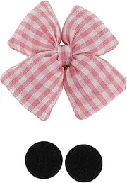X AUTOHAUX Motorcycle Helmet Accessories Decoration Plaid Bows for Motorcycle Bicycle Skiing Helmets Light Pink Fabric Stickers 1 Set