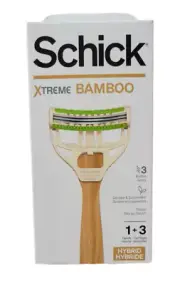 NEW Schick Xtreme Bamboo Hybrid 3 Blades Men's Razor With 3 Cartridges