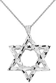 [Claddagh Gold] Textured Jewish Star of David Pendant Necklace