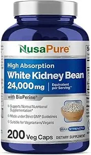 White Kidney Beans 7,000 mg 200 Veg Capsules - Extract 20:1, Vegetarian, Gluten-Free and Non-GMO. Supports Healthy Enzyme Function and Healthy Digestion*