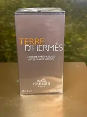 TERRE D'HERMES 50ML AFTERSHAVE LOTION (NEW WITH BOX & COMPANY SEALED)