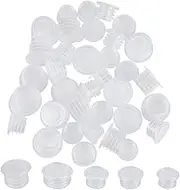 GORGECRAFT 50PCS 5 Sizes Clear Plastic Stopper with Pull Tab Salt and Pepper Shaker Stoppers Replacement Bottle Plug 10.5mm to 18mm Inner Diameter Reusable Column End Covers for Pots Bottles