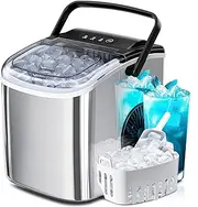 DEFGHIJ Countertop Ice Makers for Home/Kitchen/Office Portable Ice Maker Machine with Handle 27lbs/24Hrs 6Mins/9 Ice Cubes Self-Cleaning with Basket/Scoop