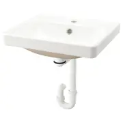 ORRSJÖN semi-recessed wash-basin w watr trp, white, 50x44 cm