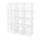 12 Cube Wire Grid Organiser Bookcase Storage Cabinet Wardrobe Closet White
