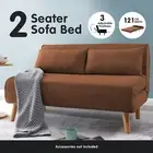 2 Seater Sofa Bed Lounge Couch Modular Furniture Home Faux Linen Fabric Brown