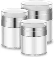 TAVVKE 3PCS Empty Airless Pump Jar, 15+30+50ml Cream Jar Vacuum Bottle Dispenser, Portable Refillable Airless Cosmetic Pump Container for Skincare Cream, Creams, Lotions, Cosmetics