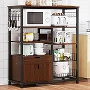 Kitchen Organizer Rack, for Kitchens with Storage Free Standing Kitchen Utility Cart Storage Shelf Organizer Utility Microwave Stands (Color : Brown, Size : 80x28x117cm)