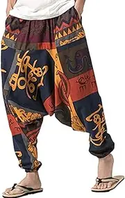[Abigprofit] Men's Casual Beach Pants Harem Yoga Baggy Boho Pants Pants and Harem Pants