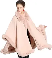 [HAMKVBPR] Women's Shawl Scarf Poncho Cape For Women Fur Shawl Wrap Open Front Cardigan Coat for Party and Christmas