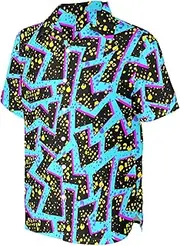 [LCMGKRUNSC] 80s 90s Hawaiian Shirt for Men Big and Tall Button Down Short Sleeve Shirt Aloha Beach Shirts Funny Party Outfits