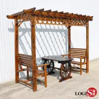 在飛比找momo購物網優惠-【LOGIS】大葡萄架防腐實木涼庭桌椅(戶外庭院 花園景觀椅