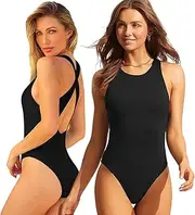 [LI FITNESS] Women's One Piece Swimsuit Racerback Monokini Athletic Training Swimwear Modest Bathing Suit Back Cross Strap Plus Size Swimsuits for Beaches Hot Spring Swimming Pool