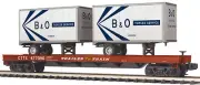 MTH Premier O #477090 B&O Baltimore & Ohio Flat Car w' 2 Pup Trailers 20-95165