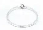NEW Authentic PANDORA Moment 925 Silver Logo Ball Charm Bangle Bracelet 590713