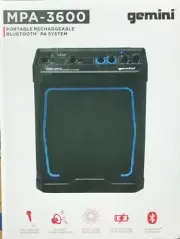Gemini - MPA-3600 - 8" Portable Rechargeable Bluetooth Speaker with LED Lights