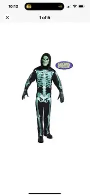 Skeleton Glow-in-the-Dark Dress Up Halloween Adult Costume Size Standard 44