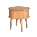Artiss Bedside Table Bedroom Curved Drawer Side End Lamp Nightstand Retro Oak