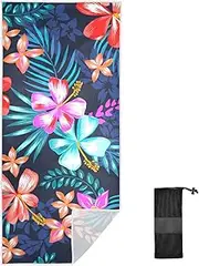 ODAWA Tropical Design Background Beach Towel Quick-Dry Super Absorbent Beach Blanket Thin Sand Free Towels