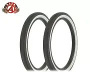 ALTALINE Bicycle TIRES 20"x2.125" Black/White 2-Line Slick (2) TIRES 20" BICYCLE