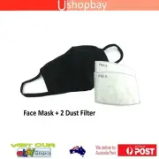 Reusable Knitwear Cotton Washable Face Covering Mask & 5 layer PM2.5 filter x 2