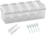 EHJRE Ice Cooled Condiment Serving Container 5 Removable Compartments Sturdy Clear
