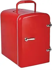 MegLob 4L Portable Retro Refrigerator, Powerbank Outdoor Car Camping Fridge, 6 * 330Ml Cans Cooler, Travel Breast Milk Medicine Skin Care Product Freezer,Red