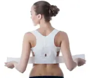 White Magnetic Poor Posture Correcting Back Support Shoulder Brace Straighten