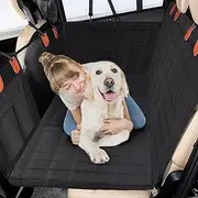 Bnonya Dog Car Seat Cover, Dog Car Seat Cover Hard Bottom, Back Seat Extender for Dogs Holds 360 lbs, Car Pet Backseat Protector with Mesh Window, Large Space Dog Car Bed for Car, SUV, Truck