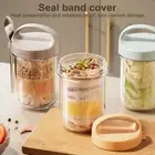 Overnight Oats Jar Meal Prep Container Glass Oatmeal Cup with Spoon Lid