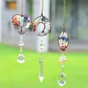 Hanging Crystal Suncatcher Life Tree Stone Bead Prism Pendant Window Art Decor