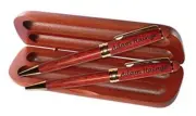 Laser engraved rosewood pen, pencil and box set - 50 fonts to pick from.