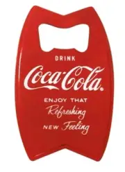 NEW Coca-Cola BOTTLE OPENER FRIDGE MAGNET, Red COKE Classic Logo Stainless Steel