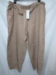 Eileen Fisher Khaki Tencel Linen Lantern Ankle Pant Plus Size 3X