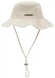 Jacquemus Le Bob Artichaut Canvas Bucket Hat, Bucket Hat, off White 58