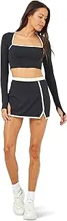 [L*Space] Campbell Skort for Women, Active Mini Workout Skirt, Doubles as Shorts, Color-Block Design, High Waist & Front Slit