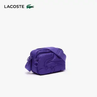 【LACOSTE】包款-鱷魚衍縫空氣斜背包(莓果紫)