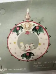 LeeWards CHRISTMAS WREATH Pixie Santa Sequin Bead Vintage Ornament Craft Kit MCM