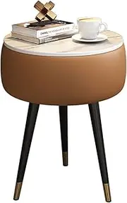 Side Table Round Side Tables,End Table Sofa Couch Table, Home Decor Accent Table Nightstand for Small Space in Living Room, Bedroom and Balcony, with Solid Wood Frame and Stable Metal Legs End Tables