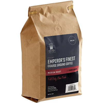 Crown Beverages Emperor's Finest Decaf Coarse Ground Coffee 2 lb. - 5/Pieces