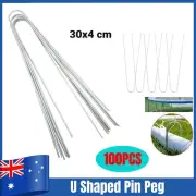 100x30CM Lawn Anchor U Tent Pegs Weed Mat Fastening Turf Pins Grass Synthetic AU