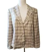 Santorelli Italy womens GiGi Blazer lightweight plaid lined size 14 New