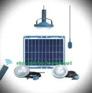 Solar Pendant Ceiling Light Kit +Ph Chgr Flashlite Remote 3PAK Camp Tiny Home RV