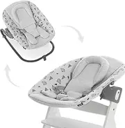 hauck Alpha Bouncer Premium, Nordic Grey - Baby Seat for Alpha+ Wooden Highchair with 3-Point Hip Harness, Bouncing Frame & Seat Reducer, from Birth up to 9 kg